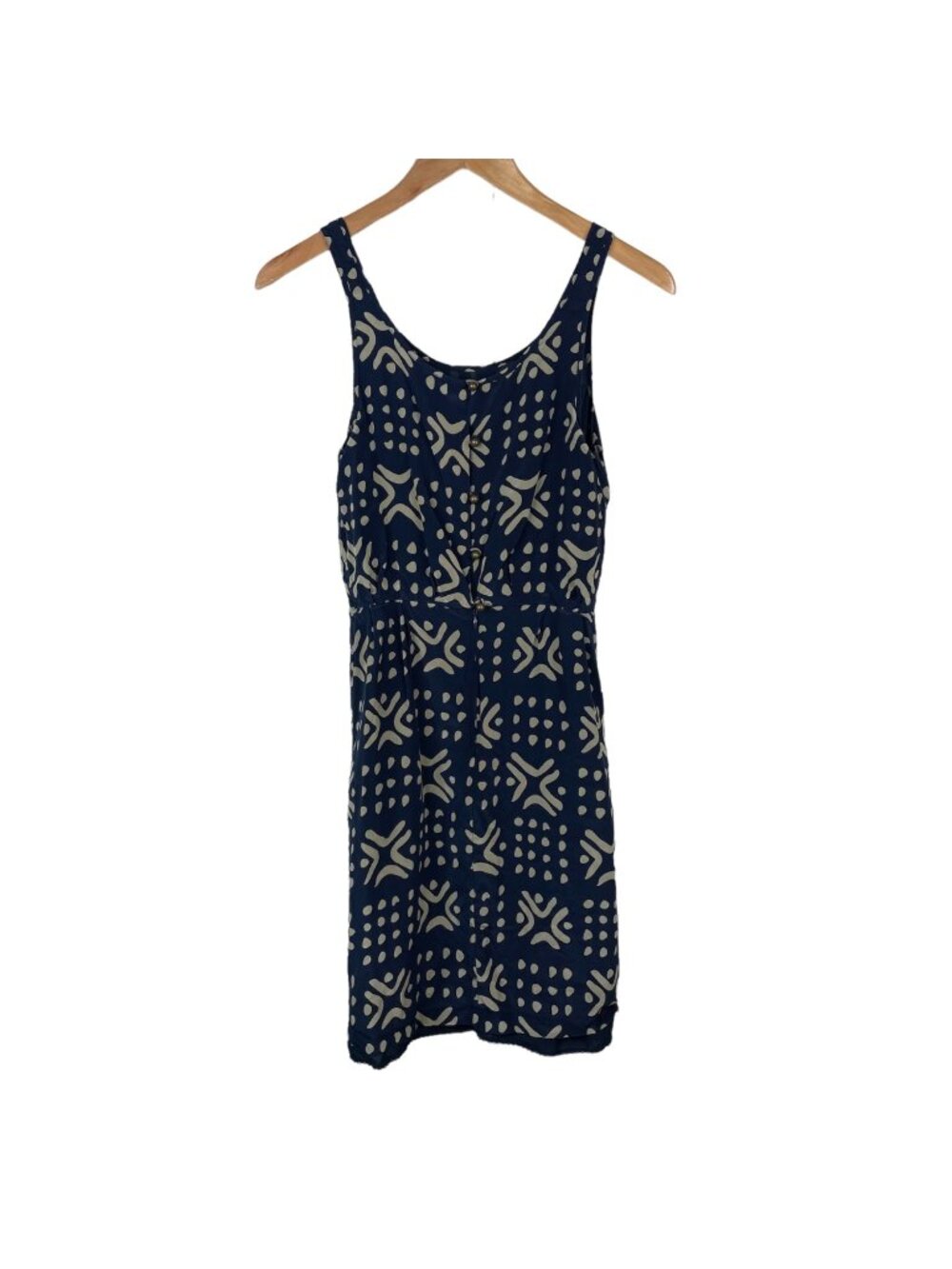 Anthropologie Sariah Dress Size 0 Gameboard Silk Sleeveless Navy Blue Tank